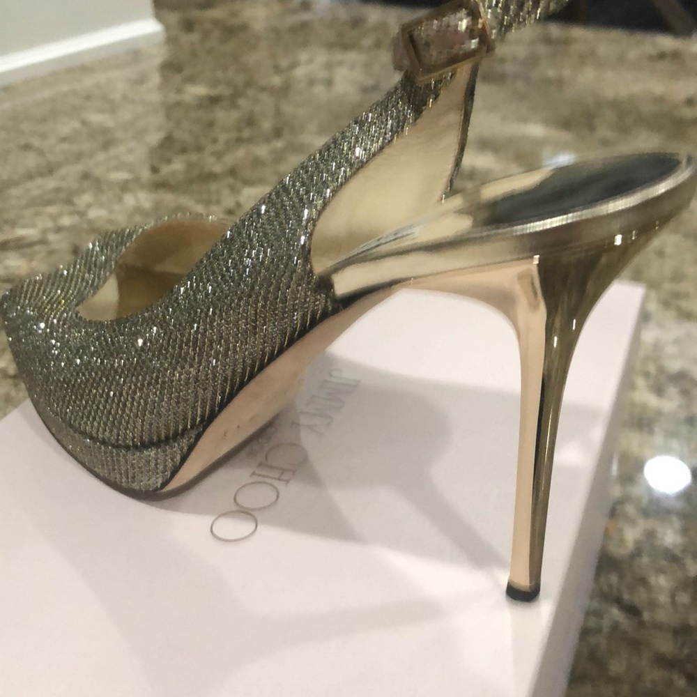 Jimmy Choo Hector Silver Sling  back pumps